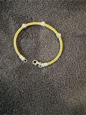 Gold-Tone Cable Bracelet with Silver Accents